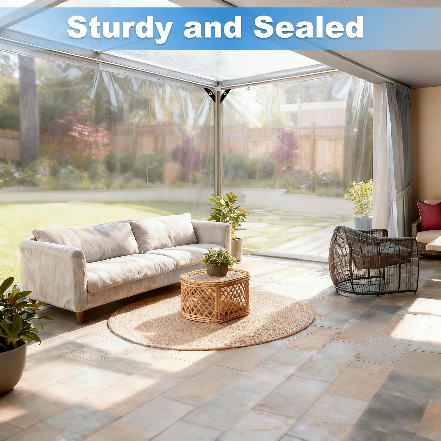 Clear Tarps 10x20 Foot Vinyl Tarp with Grommets Outdoor Curtains Heavy Duty Dustproof Windproof Tarpaulin for Greenhouse Patio Garden Pavilion Chicken Porch Outdoor