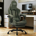 Gaming Chair Video Game Chairs with Large Headrest Pillow, Linkage Armrests, Retro PU Leather Ergonomic Computer Chair for Gaming or Office, Green