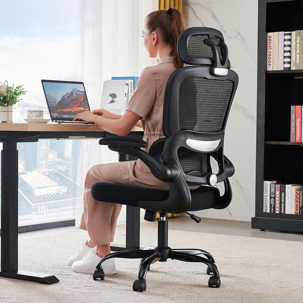 TRALT Office Chair Ergonomic Desk Chair, 330 LBS Home Mesh Office Desk Chairs with Wheels, Comfortable Gaming Chairs (Black)