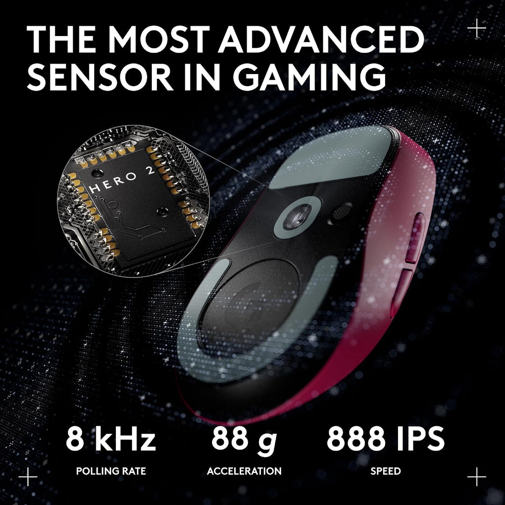 Pro X Superlight 2c Wireless Gaming Mouse: 51g Compact Mini Size, Symmetrical Shape, <8 kHz Polling, 44K DPI, PowerPlay Wireless Charging Supported, USB-C, 5 Programmable Buttons, For PC/Mac - Magenta