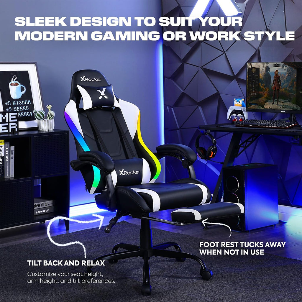 X Rocker PC Computer Gaming Desk Chair with Wheels, College Dorm Room Essentials for Guys and Girls, Adjustable, Ergonomic Office Chair, Gifts for Gamers