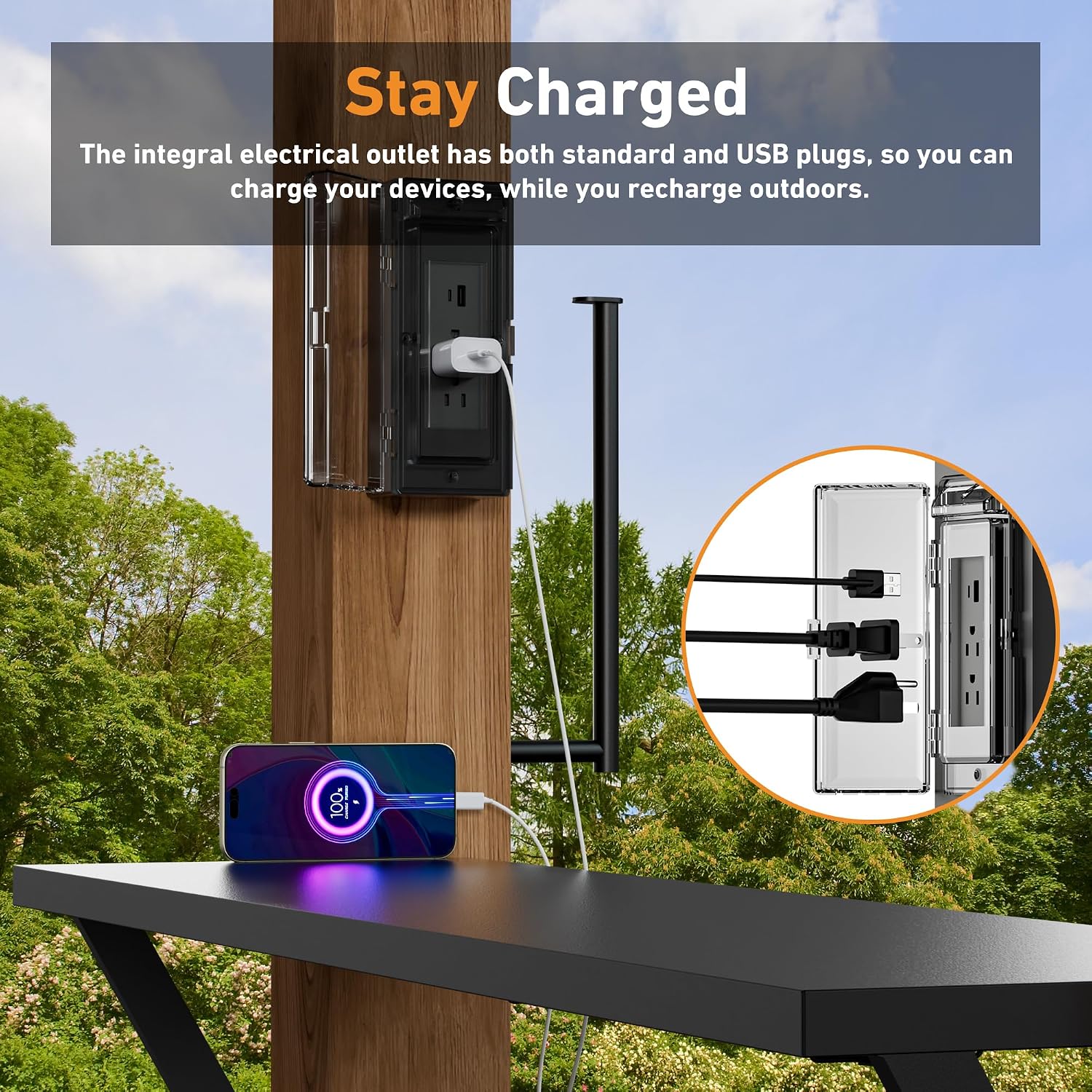 Modern Shade Woodberry Grill Gazebo 6' X 12', Cedar Wood Gazebo with Dual bar Tops & Shelves, Patio Bar with Galvanized Steel Roof, Outdoor Pavilion with USB and USB-C Charging Ports for Backyard