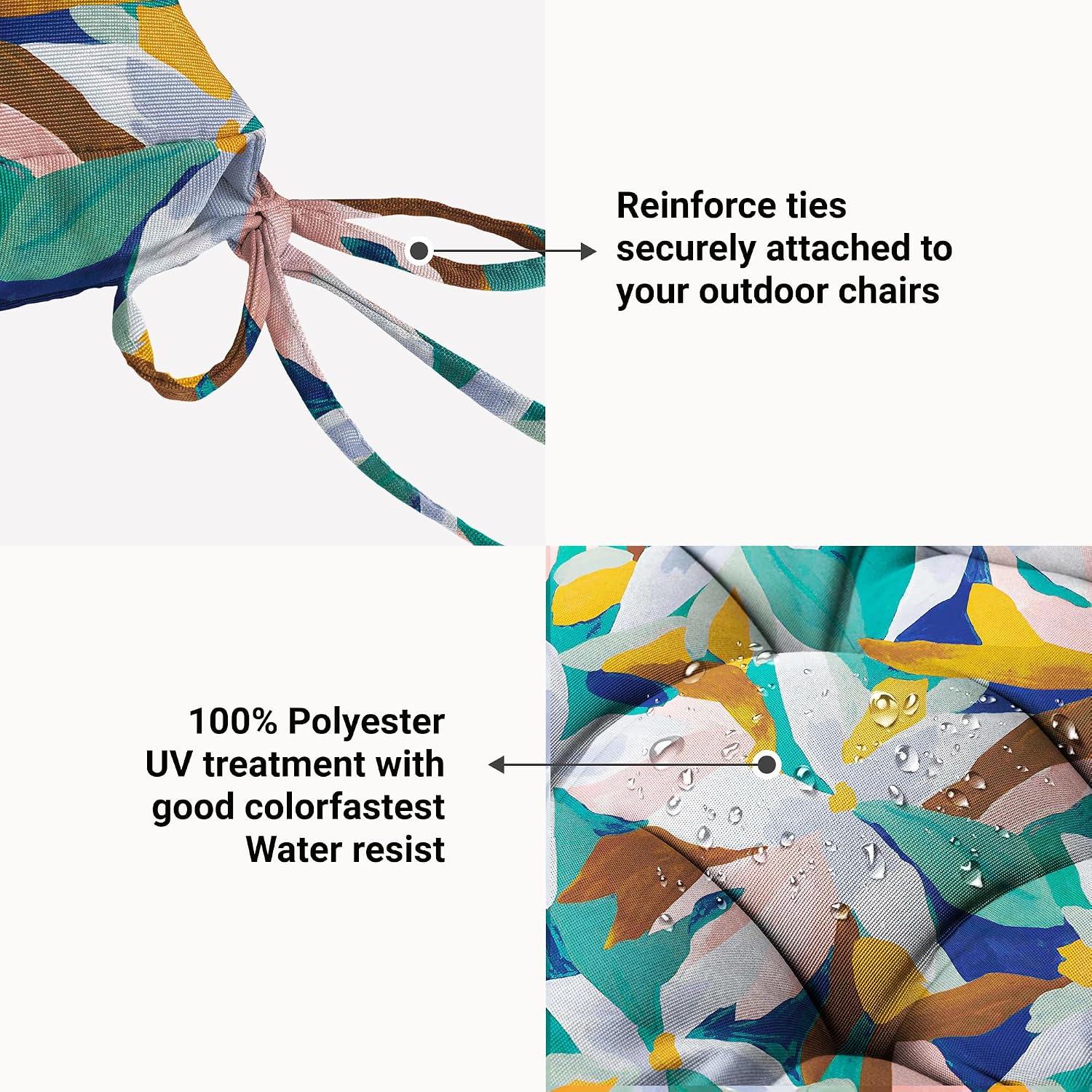 ARTPLAN Outdoor Chair Cushion,Tufted Adirondack Patio Chair Cushion,Wicker High Back Outdoor Seat Cushion,Set of 4,44' L x 21' W x 4' H (4 Pack),Floral