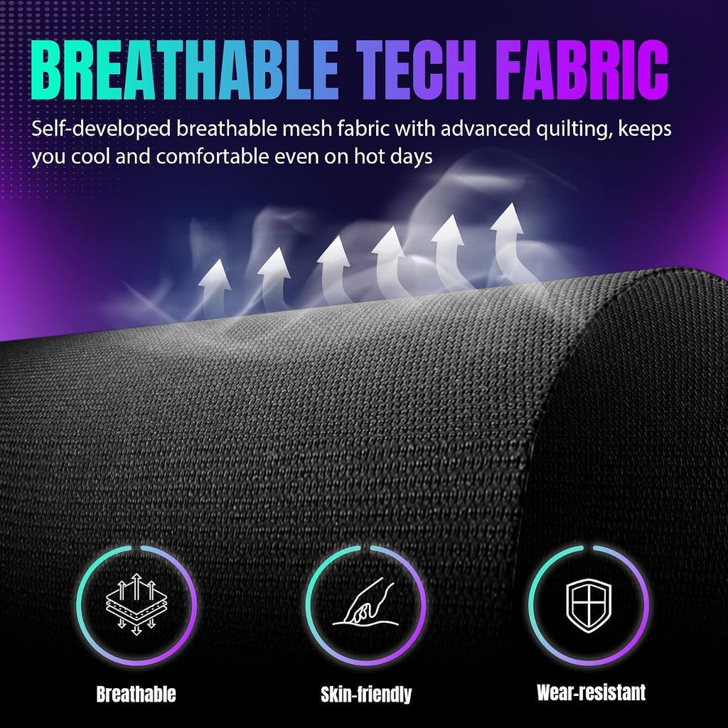 GTPLAYER RGB Gaming Chair with Footrest, LED Lights, Ergonomic Computer Chair with Linkage Armrest, Breathable Fabric for Home Office Desk - Video Game Chairs for Adults, Standard RGB