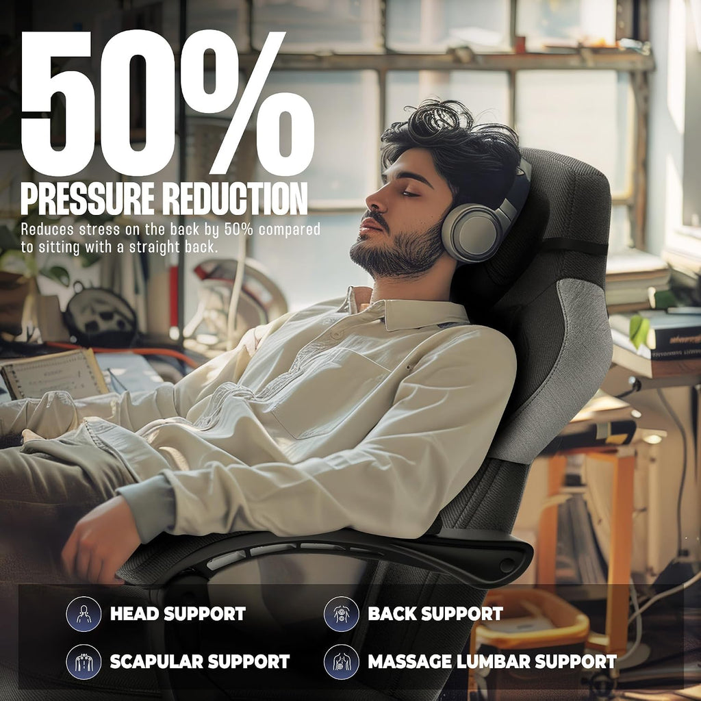 Dowinx Gaming Chair with Footrest, Fabric Gamer Chair for Adults, Computer Chair with Massage for Heavy People Fabric,Black