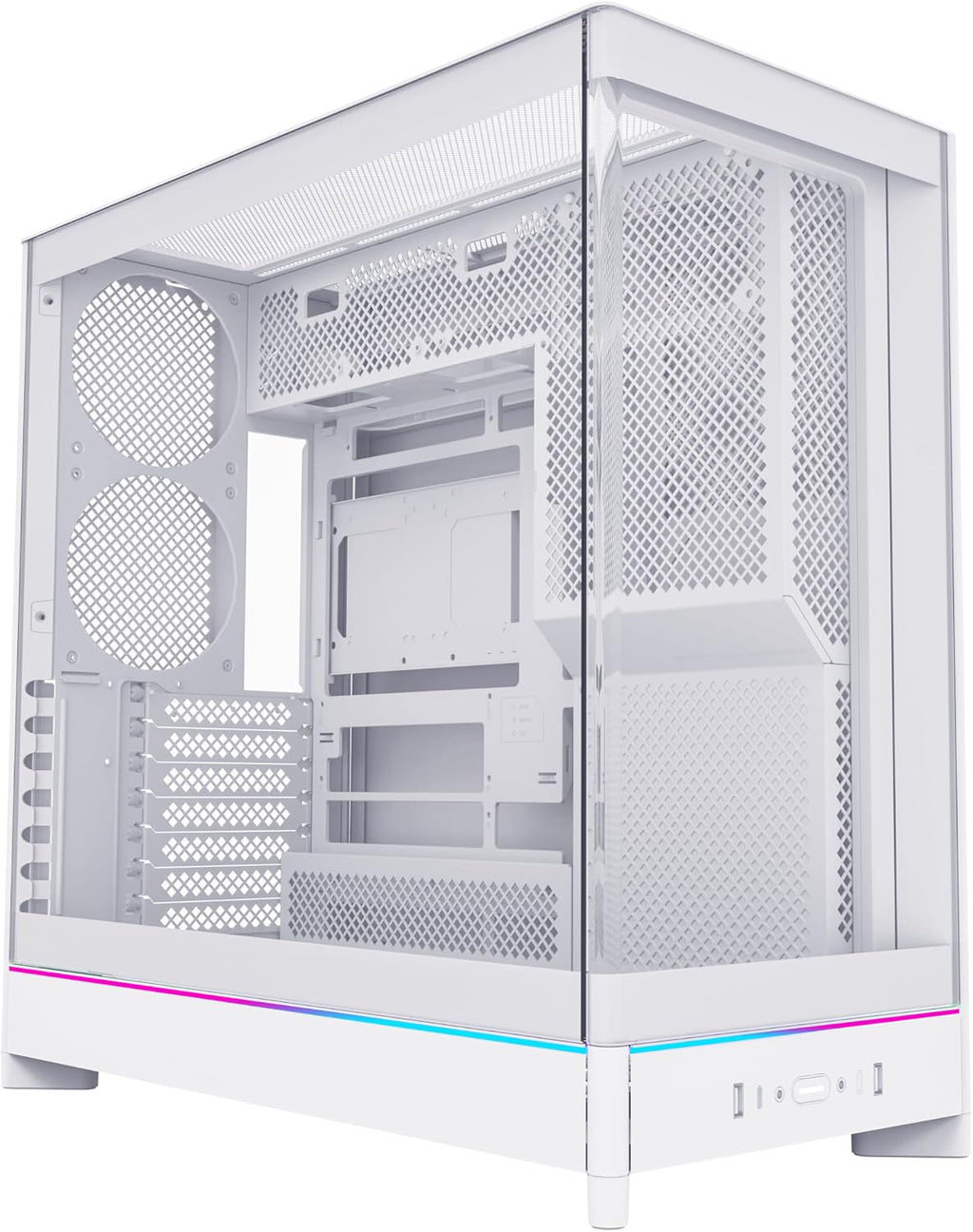 MONTECH HS02, ATX Mid-Tower PC Case, Gaming PC, High-Airflow, Reversible Layout, Sturdy Curved Tempered Glass Front Panel, Sink-in Design, Toolless Panels, White, US