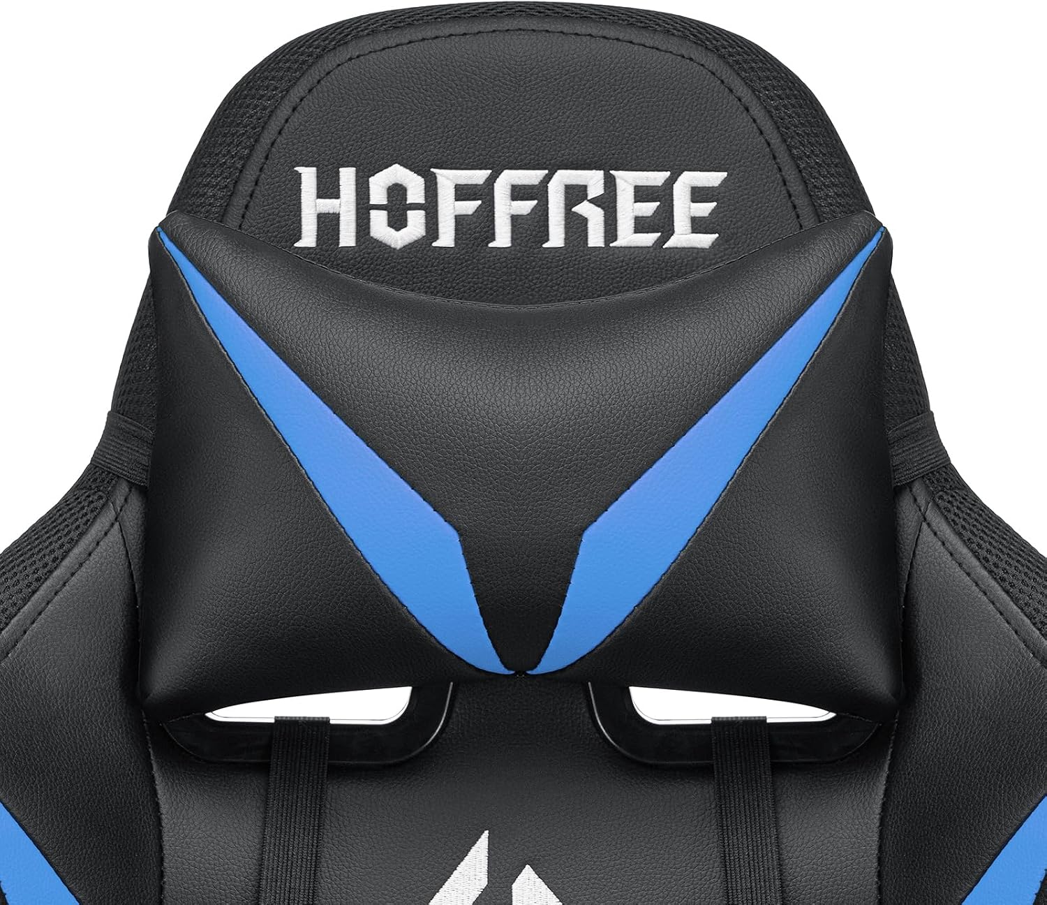 HOFFREE Gaming Chair Massage with Bluetooth Speakers and Led Lights Ergonomic Computer Gaming Chair with Footrest RGB Video Game Chair with High Back Lumbar Support Blue and Black
