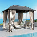 SUNSHINE VALLEY 10x10ft Hardtop Gazebo with Netting and Curtain, Outdoor Gazebo with Aluminum Frame and Polycarbonate Translucent Top, Patio Canopy for Deck, Backyard, Garden, Lawn