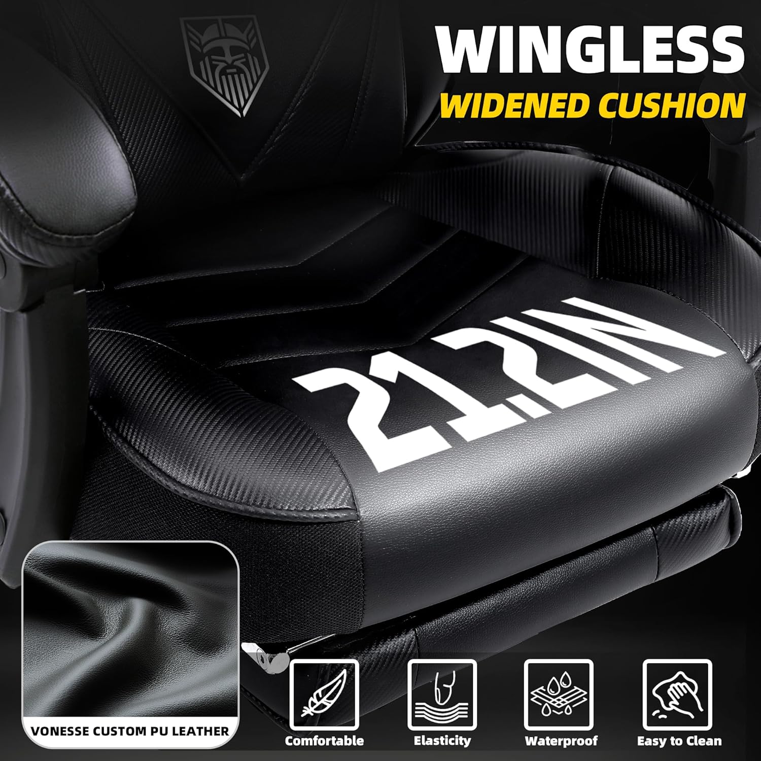 Vonesse Gaming Chair, High Back Office Chair with Footrest and Massage, Gaming Chairs for Adults with Pocket Spring Cushion, Big and Tall Reclining Computer Chair with Lumbar Support (Classic Black)