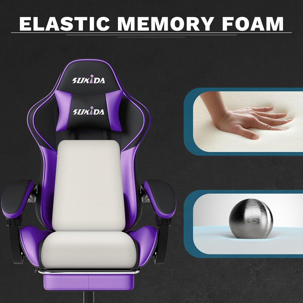 Ergonomic Video Gamer Chairs Gaming Computer Chair Gamer Chairs for Adults Massage Lumbar Support Swivel Height Adjustable Headrest Backrest