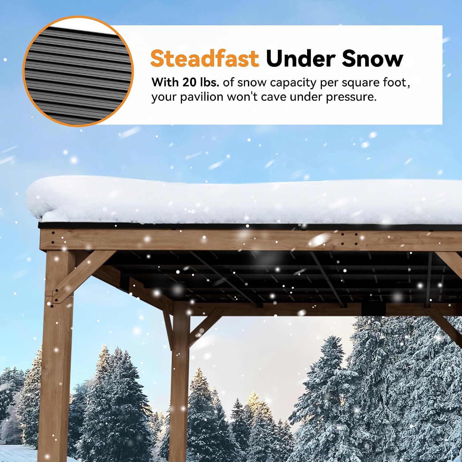 Modern Shade Supreme Cedar Wood Gazebo 12' x 20' with Hardtop Slope Roof, Wooden Carport with Durable and Rot-Resistant, Hardtop Gazebo with Supports Snow Loads and High Wind Speeds for Backyard