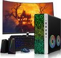 HP G3 Desktop PC, Intel i3, 16GB RAM, 1TB SSD, 24-Inch Curved Monitor, RGB Speaker, RGB Keyboard with AI-Enabled Copilot Key Mouse, 2X ARGB Fan WiFi, Windows 11 Pro (Renewed)