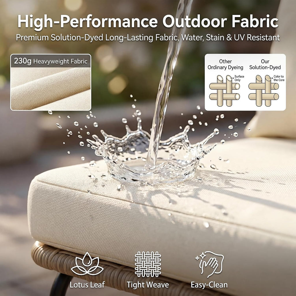 NICESOUL® 6 Pcs Boho Outdoor Patio Furniture Set, High Back L-Shaped Outdoor Couch with Ice Bucket Table, Sturdy Comfy Wicker Sectional Sofa for Garden Balcony Deck Porch or Backyard, Beige