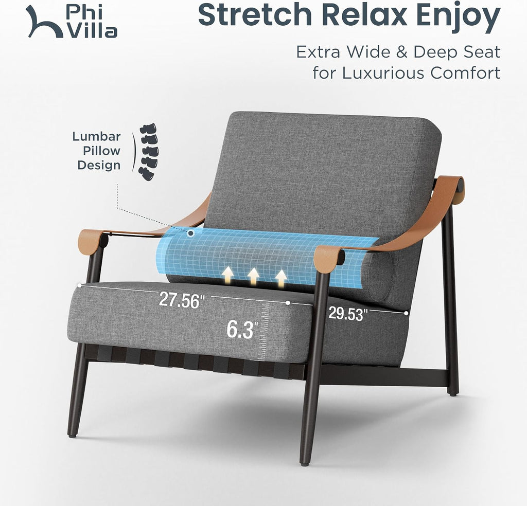 PHI VILLA Modern Outdoor Patio Furniture Set,Deep&Wide Seat with Extra Thick 6.3' Cushions Metal Outdoor Conversation Set(Backyard ICON Collection)