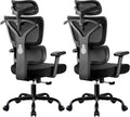 Ergonomic Office Chair High Back Desk Chair with Lumbar Support, Breathable Mesh Computer Chair with Adjustable Armrests Height, Reclining Big and Tall Gaming Chair for Home Office, (Black 2Pack