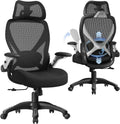 ELABEST X100 Ergonomic Mesh Office Chair, Big and Tall Hone Desk Chair with 5D Flip-Up Arms, Adjustable 3D Lumbar Support,Gaming & Executive Computer Chairs for Long Hours, Padded Seat