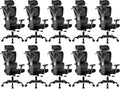 Ergonomic Office Chair High Back Desk Chair with Lumbar Support, Breathable Mesh Computer Chair with Adjustable Armrests Height, Reclining Big and Tall Gaming Chair for Home Office(Black 10Pack)