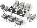 Gotland 9 Piece Outdoor Dining Set, Metal Outdoor Table and Swivel Chairs with X-Shaped Legs 1.5' Umbrella Hole, Patio Furniture Set with Waterproof Cushions, Patio Dining Sets for Backyard Deck Gray