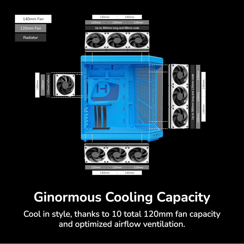 Hyte Y70 Mid-Tower ATX Gaming PC Desktop Case - Panoramic Tempered Glass - Dual Chamber - High Airflow Chassis - PCIE 4.0 Riser Cable Included - New Modern Aesthetic - Blueberry Milk (Blue)