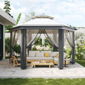 13'X13' Pop Up Gazebo,Patio Portable Gazebos with Mosquito Netting,Double-Layer Outdoor Canopy Tent,Hexagonal Pavilion for Garden Backyard Lawn & Deck,Heavy Duty Party