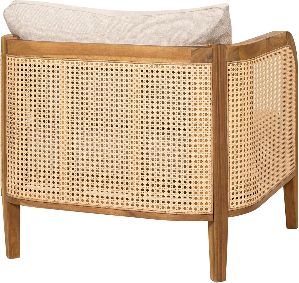 Christopher Knight Home Tilden 3-Piece Patio Furniture Set, 4-Seater Acacia Wood Outdoor Patio Sectional Furniture Set, Garden Wicker Loveseat and Accent Chair Set with Removable Cushions, Teak+Beige
