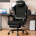 Vonesse Office Chair, Gaming Chair with Linen Breathable Mesh Fabric, Desk Chair with Adjustable Lumbar Support, Executive Computer Chairs with Footrest and Headrest (Black)