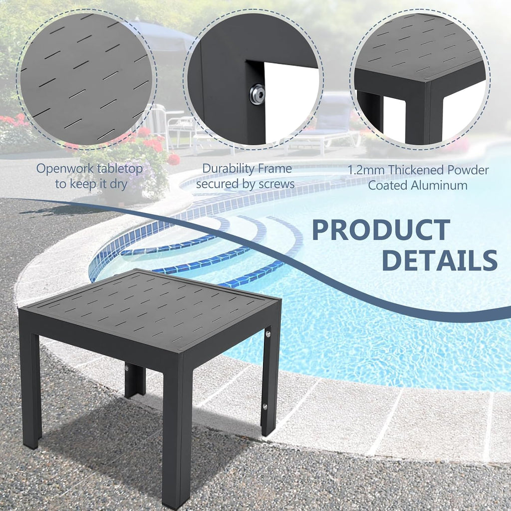 RADIATA 10 Piece Modern Aluminum Outdoor Patio Furniture Set, 29' Wide Deep Seating, Fade Water Resistant U Shaped Modular Sectional Couch, Large Comfy Conversation Set for Backyard Garden, Dark Gray