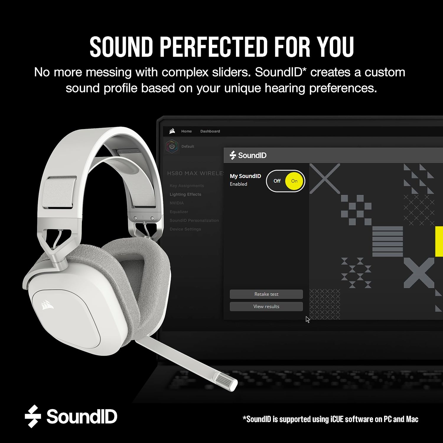 Corsair HS80 MAX Wireless 2.4GHz Bluetooth Gaming Headset – Low Latency, Dolby Atmos, SonarWorks SoundID, Broadcast Quality Microphone, High Battery Life – PC, Mac, PS5, PS4, Mobile – White