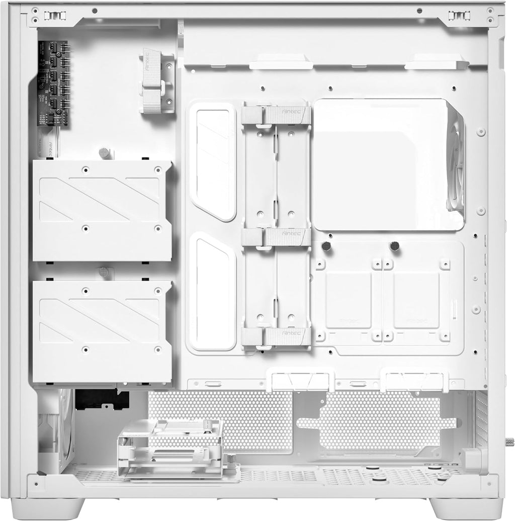 Antec Flux Pro White, 6 x PWM Fans Included, High-Airflow Front Panel with Birch Wood, iShift PSU 90° Mount, USB3.0 x 2, Type-C, 420mm Radiator Support, Temp. Display, Full-Tower E-ATX PC Case