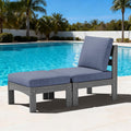 SERWALL 2 Pieces Patio Sofas, HDPE Outdoor Conversation Set with Cushions and Ottoman, Modular Sectional Patio Furniture for Backyard, Deck, Garden, Poolside, Grey Frame with Grey Cushion