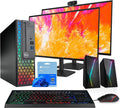 Dell Optiplex Computer PC w/RGB Lighting | Windows 11 Pro | Ultra Fast Intel i5-8500 | 16GB RAM 1TB SSD | New Dual 24' LCDs | RGB Speakers + Webcam | 5G WiFi + BT (Renewed)