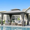 10'x12' Outdoor Gazebo, Heavy Duty Metal Frame Patio Gazebo Canopy with Waterproof Double Roofs, Tent Shelter with UPF50+ Protection, Mosquito Netting and Privacy Screens for Backyard, Garden, Lawn