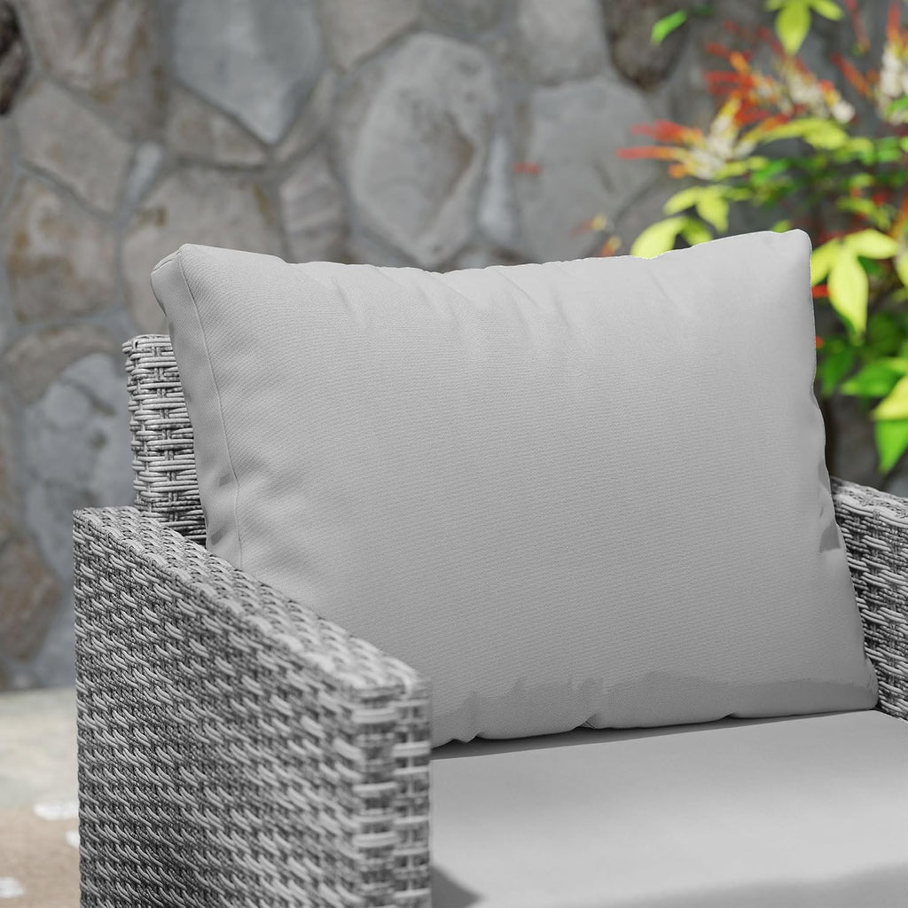 Outsunny 3 Pieces Patio Furniture Set, Wicker Conversation Bistro Set with 4 Soft Cushions, Rattan Chairs and Glass Coffee Table for Backyard, Porch, Poolside, Balcony, Gray