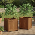 Furinno TIOMAN Planter Box Set of 2, Hardwood Flower Box, Cube Garden Box, in Teak Oil, Outdoor Indoor, Garden, Patio, Balcony, Light Wood