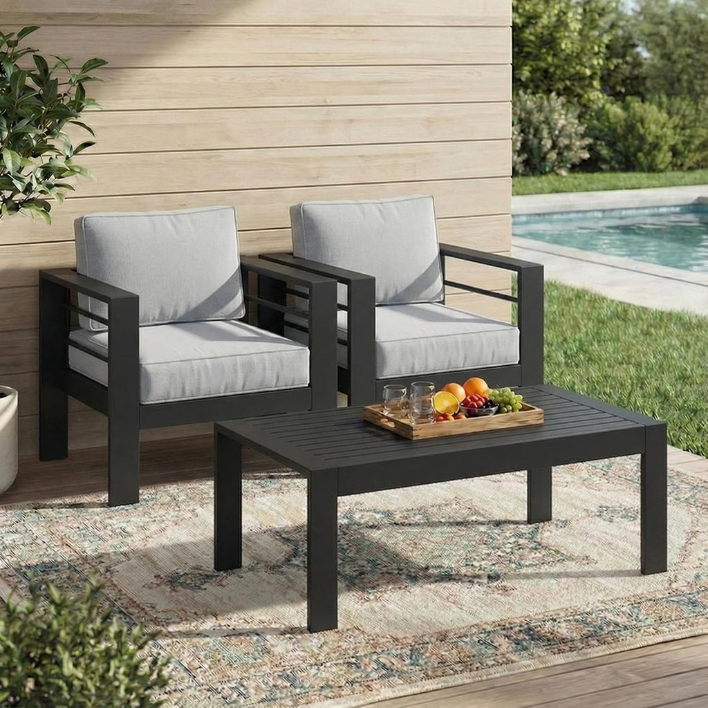 Solaste Aluminum Patio Furniture Set for All Weather, Oversized Metal Outdoor Furniture Set with 27.5' Deep Seating and 3.2' Wide Armrest, Outdoor Patio Sofa with 10' Back Suport Cushion