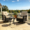 SHGJ&SOFT 3 Piece Patio Furniture Set, 2 Outdoor Swivel Rocking Chairs with Side Table, Wicker Glider Chairs, All-Weather Rattan Bistro Set for Porch, Deck, Pool (Brown, Brown Open-Weave Rattan)