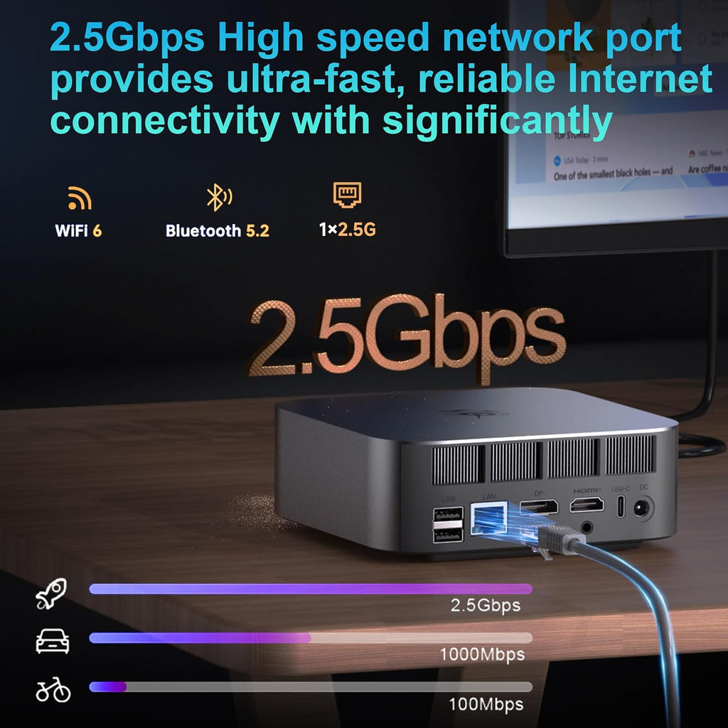 Beelink SER8 Mini PC, AMD Ryzen 7 8745HS(Max 4.9GHz), 24GB DDR5 5600MHz 1TB PCIE4.0 SSD Mini Desktop Computer,Radeon 780M Graphics 12 core 2600MHz, 4K Triple Display USB4/DP/HDMI, 2.5G LAN Micro PC