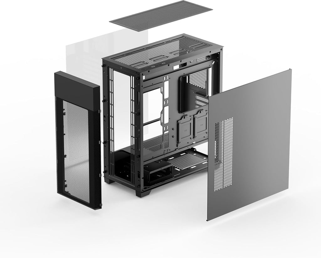 Rosewill FBM-X7 ATX Mid Tower Case - Hinged Tempered Glass Side Panel, High Airflow, 4X PWM ARGB Fans, Pre-Installed 650W 80+ Gold ATX 3.1 Power Supply - Black