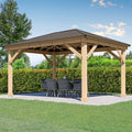 Yardistry 12 x 16 Meridian Cedar Wood Gazebo Pavilion for Patios, Decks, Garden, Backyard, Durable, Aluminum Roof