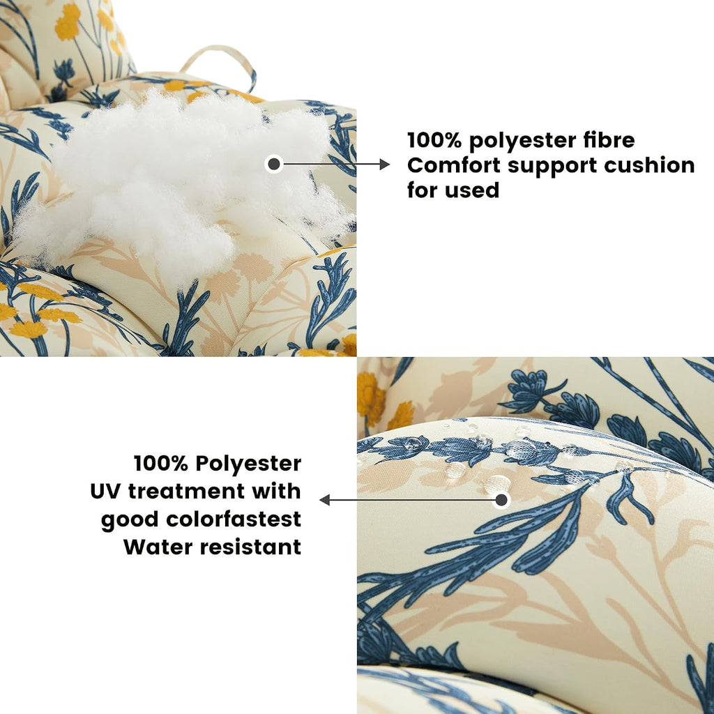ARTPLAN Outdoor Chair Cushion,Tufted Adirondack Patio Chair Cushion,Wicker High Back Outdoor Seat Cushion,Set of 4,44' L x 21' W x 4' H (4 Pack),Floral