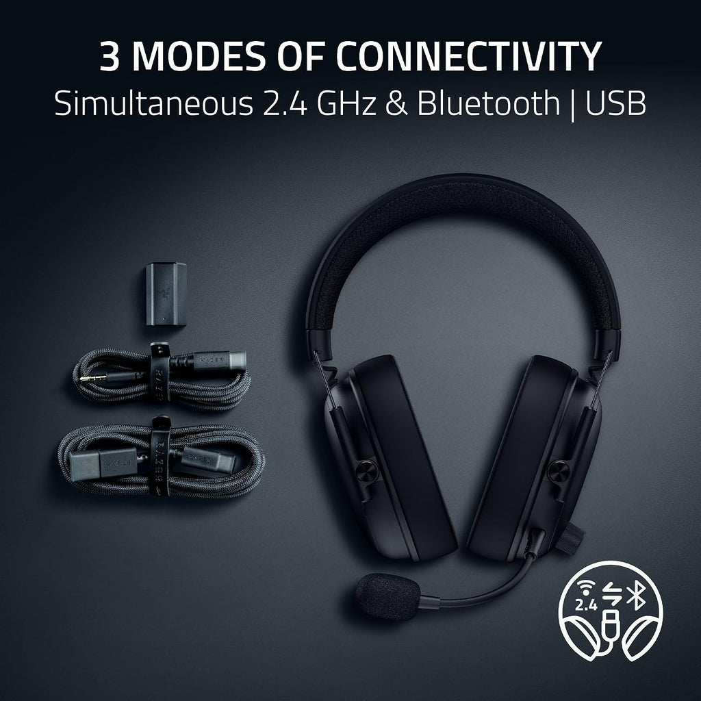 Razer BlackShark V3 Wireless Gaming Headset for PC: 50mm Drivers - Super Wideband Mic - 2.4 GHz, Bluetooth, USB - Works with Mac, PS5, Nintendo Switch, Smartphone - 70 Hr Battery - Black