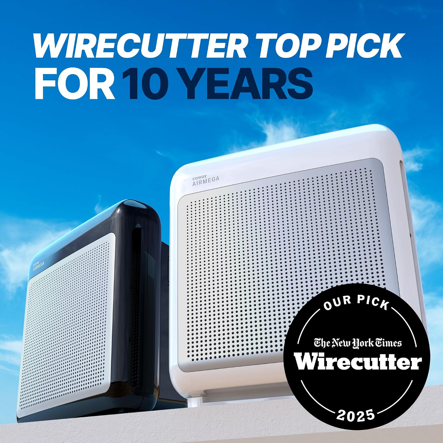 COWAY Air Purifiers for Home Up to 1,748 ft², HEPA Filter for Smoke, Allergies, Pet Dander, Odor, Air Quality Monitor, Auto & Eco Mode, Timer, Filter Indicator, 3yr Warranty, Airmega 200M White