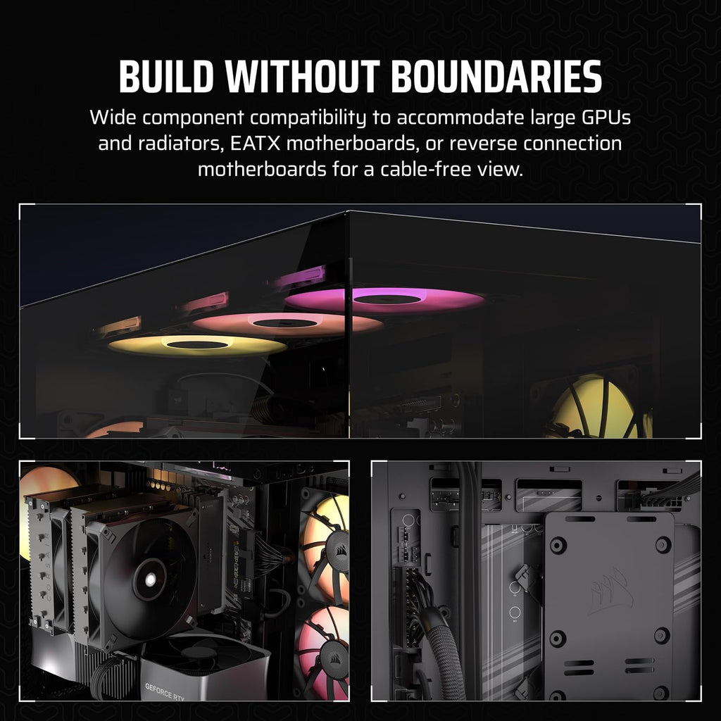CORSAIR iCUE Link 3500X RGB Mid-Tower ATX PC Case – Panoramic Tempered Glass – Reverse Connection Motherboard Compatible – 3X CORSAIR iCUE Link RX120 RGB Fans Included – Black