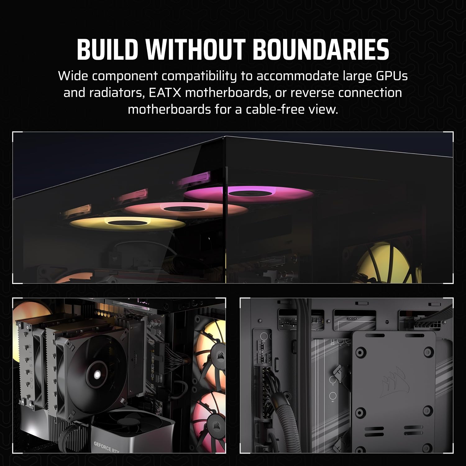 CORSAIR iCUE Link 3500X RGB Mid-Tower ATX PC Case – Panoramic Tempered Glass – Reverse Connection Motherboard Compatible – 3X CORSAIR iCUE Link RX120 RGB Fans Included – Black