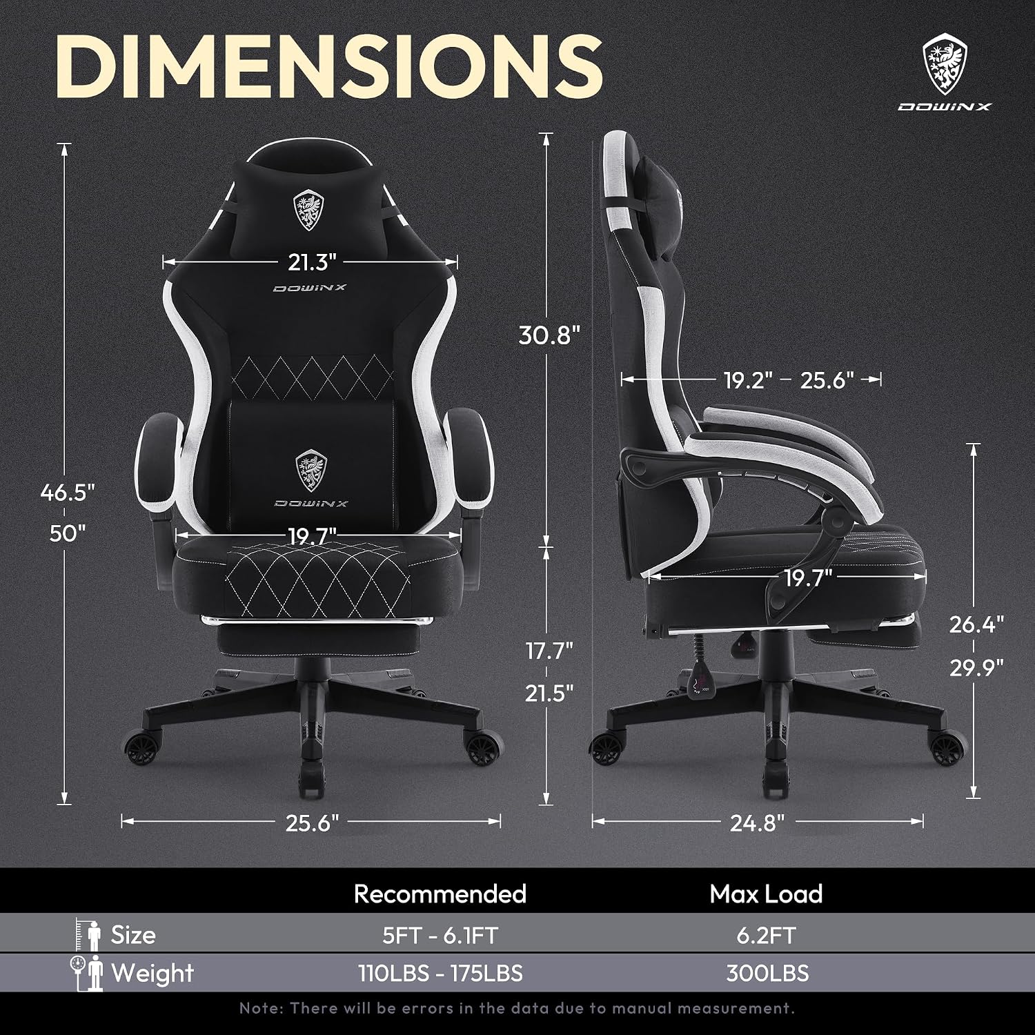 Dowinx Gaming Chair, Breathable Fabric Computer Chair with Pocket Spring Cushion, Ergonomic Massage Gamer chair with Lumbar Support and Footrest, Height Adjustable Office Game chairs for Adults, Black