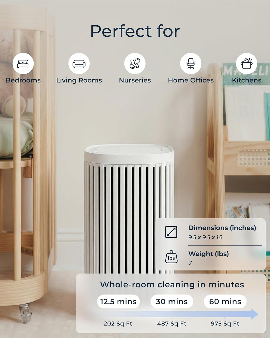Windmill Air Purifier for Home - 3-In-1 Filtration for Dust, Smoke, & More - True HEPA Filter, Activated Carbon, & Pre-Filter - Ultra-Quiet - App Compatible - Covers Up To 975 sq ft - Coral