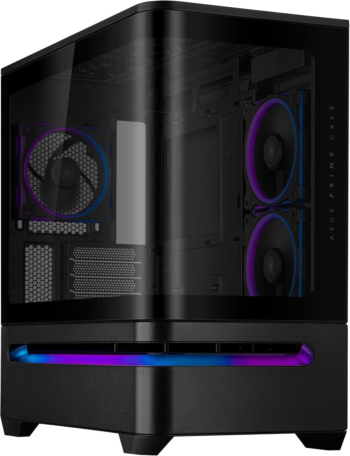 ASUS Prime AP202 ARGB Black mATX pc case with Fully Tempered Curved Glass, Supports Graphics Cards up to 420mm Long, 360mm Long radiators, Easy-Detach Rail, Patented Slot Vent, 3 Built-in ARGB Fans