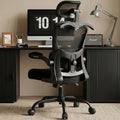 AreShark Office Chair-Ergonomic Desk Chair with Hidden Hanger & Flip-Up Arms, High Back Mesh Computer Chair with 2D Headrest & Adjustable Lumbar, Comfy Rolling Task Chair for Home Work Gaming, Black