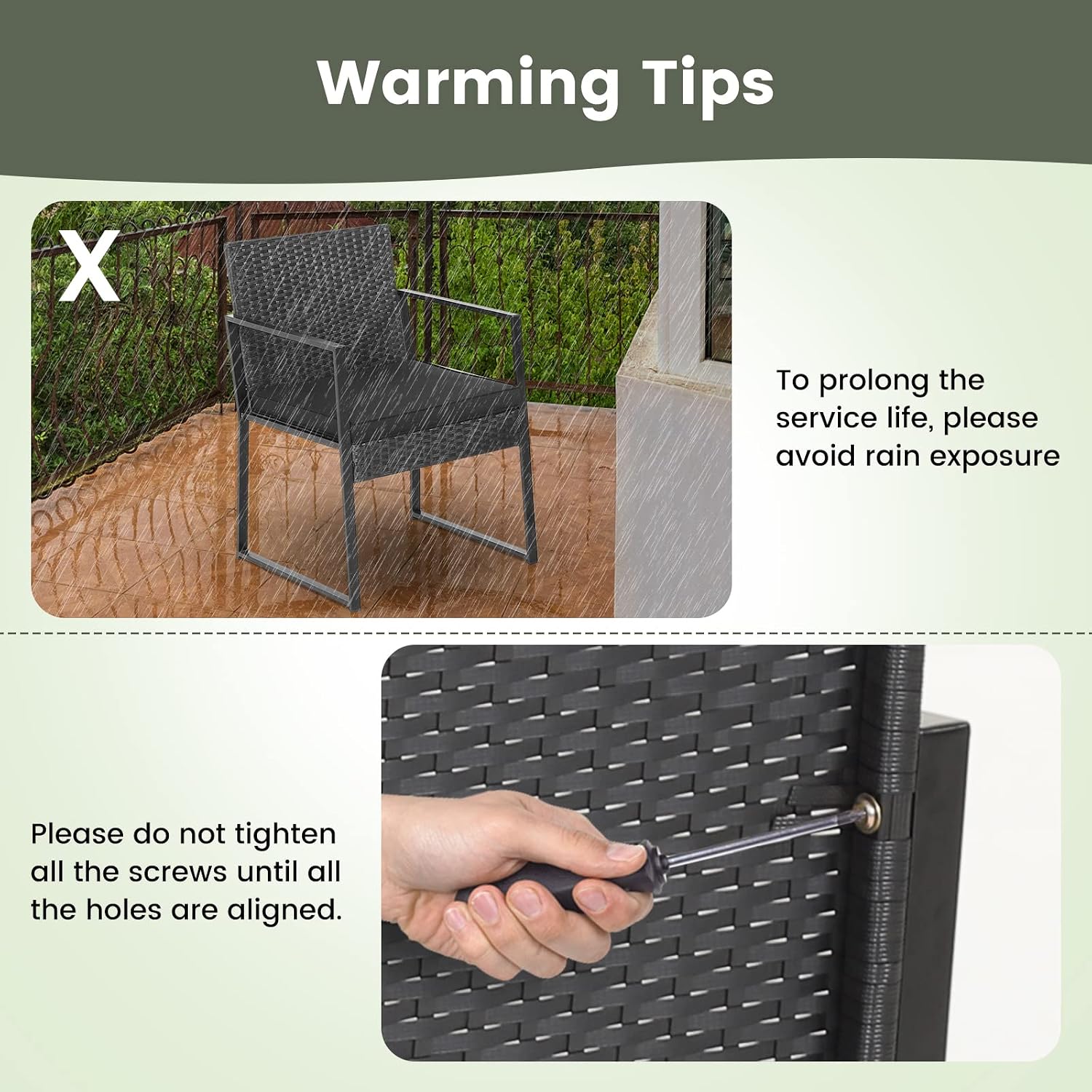 Tangkula 3 Piece Patio Furniture Set, Modern Heavy Duty All Weather Cushioned Wicker Chairs and Coffee Table Set, Suitable for Front Porch, Backyard, Garden, Poolside and Deck (Black)