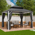 COOS BAY 12x10 Hardtop Gazebo with Aluminum Frame, Galvanized Steel Roof with UV Protection for Patio, Backyard, Garden, Outdoor Events, White/Gray